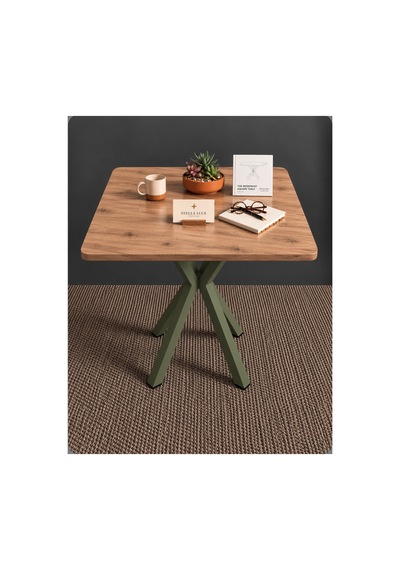 Mutfak Cafe Balkon Bahçe Restoran Yemek Masası 70x70 Yeşil Çam Kare Çam Çam