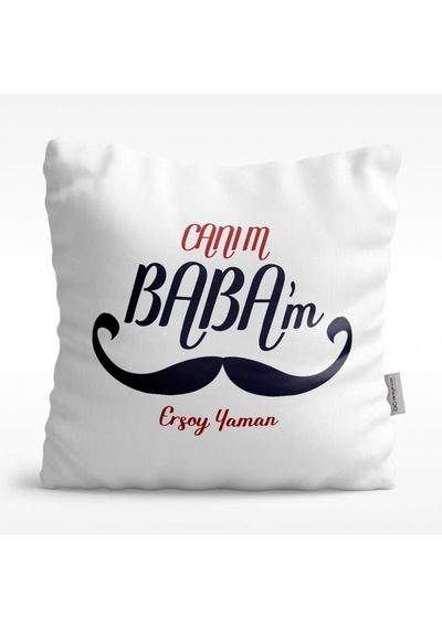 Kişiye Özel Canım Babam Tasarımlı Beyaz Saten Yastık - 10