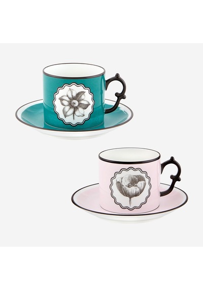 Mavi Pembe Porselen Çay Fincan Seti 225 Ml