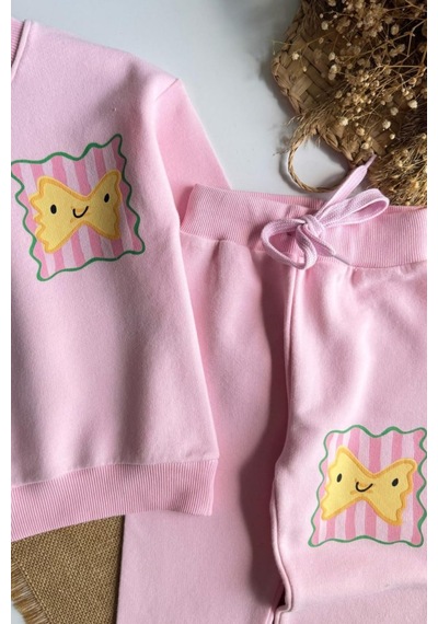 Noble Kids Kız Çocuk Pasta Baskılı Eşofman Takımı Pembe