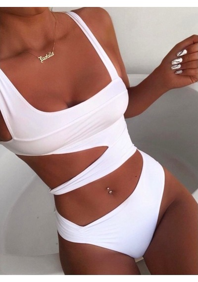 Özel Tasarım Desketksiz Kaplı Beyaz Bikini Takım (551647972) Beyaz