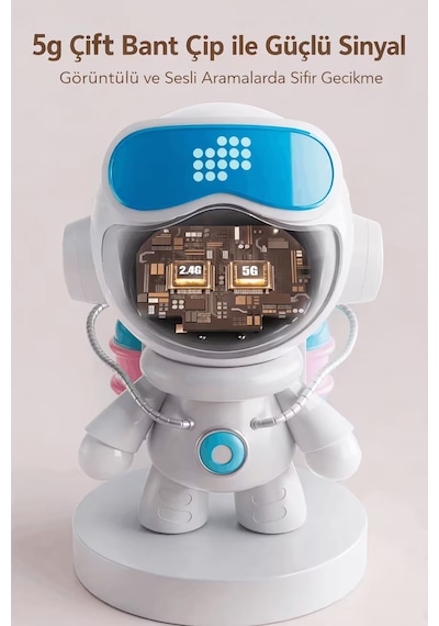 Exenar - Beyaz - Akıllı Robot Ip Kamera 4k Ultra Hd 2mp 360 Dönen Gece Görüşlü Smart Wifi Ev Çocuk Güvenlik Kamerası