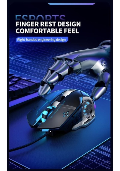 Yüksek Hassasiyetli 3200 Dpı Ayarlanabilir Metalik Kaplamalı Ergonomik Kablolu Mouse Kablosuz
