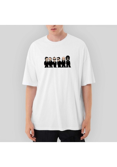 Linkin Park Minutes Cartoon Oversize Beyaz Tişört Beyaz