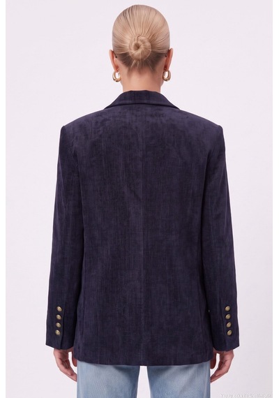 Ritnice Kadın Jonas Astarlı Cepli İndigo Lux Oversize Blazer Ceket Lacivert