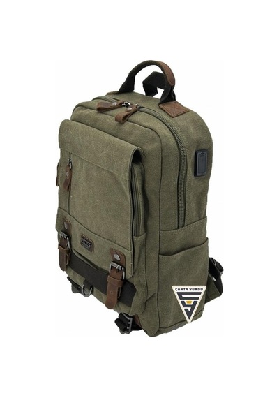 Ççs London 51565 Kanvas Laptop Sırt Çantası Haki