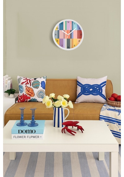 Modern Tasarım Duvar Saati - 35cm - Önü Camlı Beyaz Kasa - Sessiz Mekanizma-jh0482 Beyaz