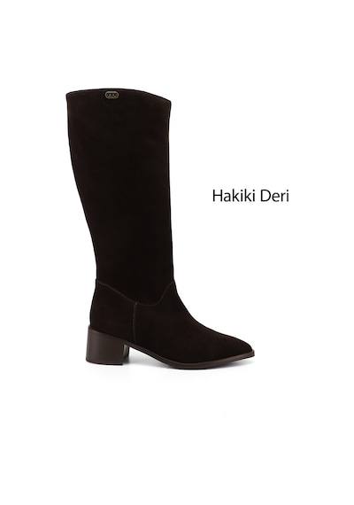 Gönderi(R) Gönderir Kadın Kahve Süet Sivri Burun Kalın Topuklu Hakiki Deri Çizme Gkzc13452511 Kahverengi