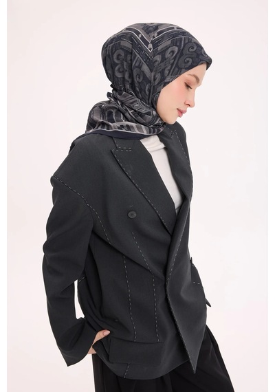 Silk Home Dört Mevsim Antik Motif Viskon Velora Eşarp 6421 Lacivert