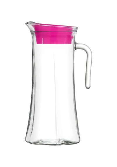 Lav Truva Cam Sürahi Tekli 1,4 L Kulplu Pembe Plastik Kapaklı