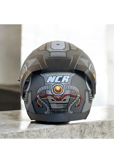 Ncr Visörlü M69 Ece22-06 Belgeli Kapalı Kask Robotik Dizayn Gri
