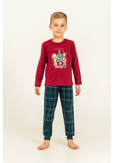 Arnetta Holiday Party Erkek Baba Oğul Bordo Uzun Kol Pijama Takım Ar3822-a-v1 Ar3822-a-v1