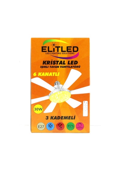 2in1 Tavan Vantilatör - Avize Lamba Kumandalı 52cm Sinek Kovucu 6-beyaz Plastik Kanat 3-kademe Hız Beyaz-sarı-doğal