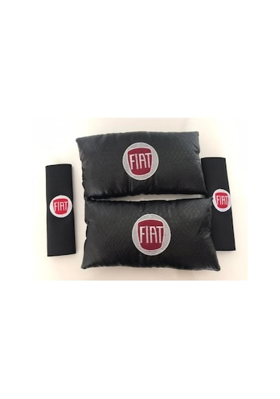 Fiat Nakışlı Egea Linea Deri 1 Çift Boyun Yastık Ve 1 Çift Kemer Diğer