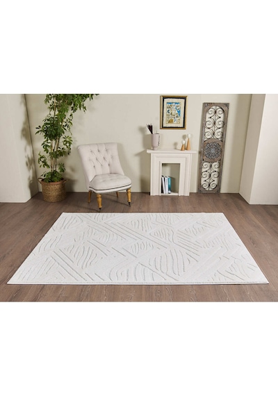Mariesse Home Elit Bukleli Yumuşak Peluş Post Shaggy Çocuk Odası Oturma Odası Salon Mutfak Halısı 0769a Beyaz