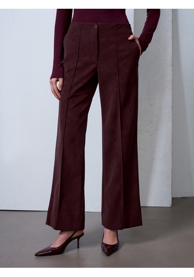 Dilvin 72252 Dikiş Detaylı Süet Görünümlü Pantolon-bordo Bordo