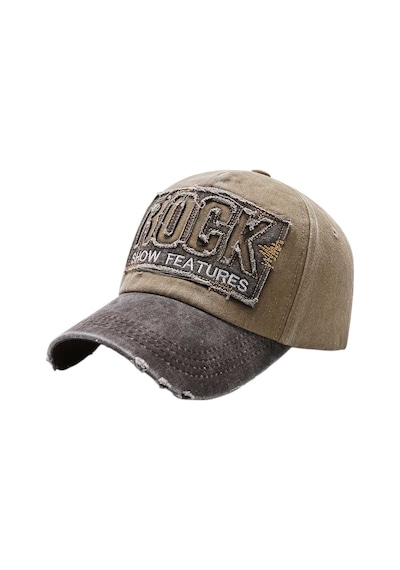 Tezzgelsin Unisex Eskitme Rock Nakışlı Ayarlanabilir Beyzbol Kep Şapka Camel