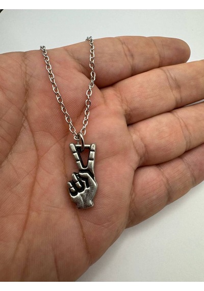 Barış Peace El Figürlü Unisex Kolye Sevgi, Umut Ve Özgürlük Simgesi Çok renkli