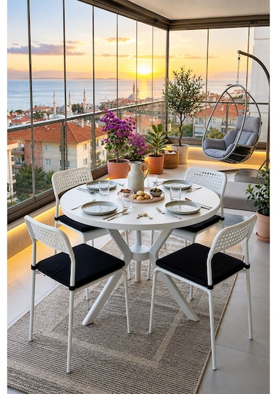 Beyaz 4 Kişilik Minderli Balkon Takımı, Balkon Masası, Balkon Sandalyesi, Yuvarlak Masa, Yemek Masası, Mutfak Masa Sandalye Takımı, 4 Sandalye 1 Masa Beyaz/beyaz-beyaz Beyaz 4 Kişilik Minderli Balkon Takımı, Balkon Masası, Balkon Sandalyesi, Yuvarlak Masa, Yemek Masası, Mutfak Masa Sandalye Takımı, 4 Sandalye 1 Masa Beyaz/beyaz-beyaz