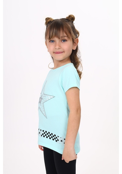 Toontoy Kids Toontoy Kız Çocuk T-shirt Yıldız Baskı Mint Yeşili