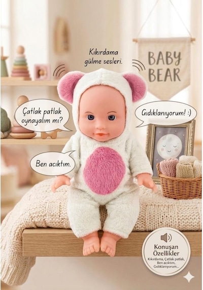 Baby Bear Türkçe Konuşan İnteraktif Bebek - Sesli Ve Kıkırdayan Oyun Arkadaşı