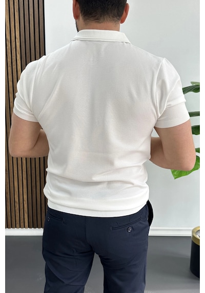 Erkek Polo Yaka Düz Tişört Beyaz Edw455 Beyaz