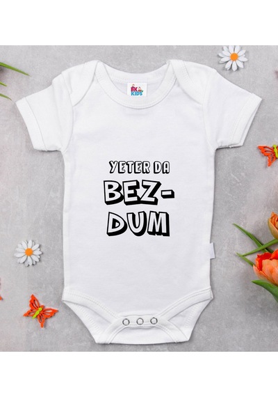 Bk Kids Bezdum Tasarımlı Beyaz Bebek Body Zıbın-3 Çok Renkli