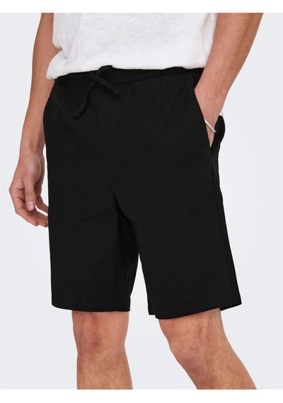 Only & Sons Onslinus 0007 Cot Lin Shorts Noos Erkek Şort-26438 - XS Siyah