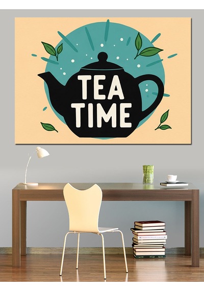 Çay Zamanı Vintage Tasarım Dekoratif Kanvas - Mdf Ahşap Tablo