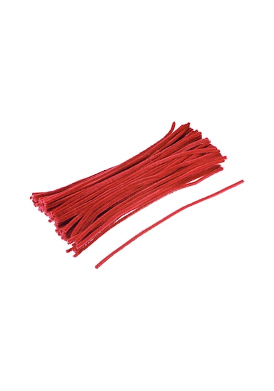 25'li Kırmızı Renkli Şönil, Eğitici Şönil Seti, Tüylü Tel, 30 Cm, Peluş Tel