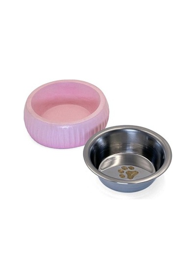 Mikopet Organik Seramik Mama Kabı Pembe Çok Renkli