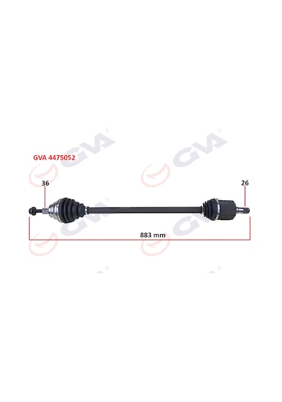 Gva Komple Aks Sağ Golf Vı 1.6i Auto. 08-13 883mm Gva 4475052 1k0407272fs 1k0407452qx