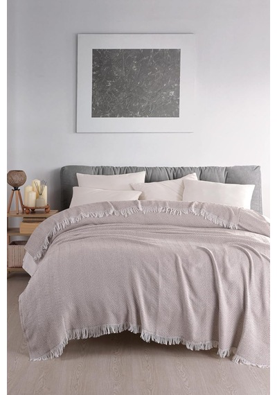 Carden Organik Pamuklu Kaymaz Koltuk Örtüsü Desenli 200x230 Cm Kanepe Çekyat Buldan Bezi Bej Diğer