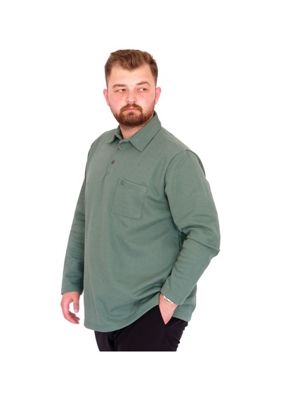 Mode Xl Büyük Beden Tshirt Polo U.kol Cepli 22446 Çağla Yeşil