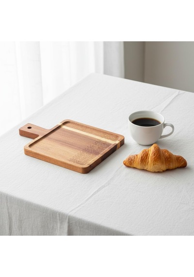 Doğal Akasya Ahşap Dikdörtgen Sunum Tahtası Ve Servis Tepsisi 23x17 Cm Kahve Yanı, Peynir Ve Kahvaltılık Sunumluk Kare Formlu Estetik Tasarım Çok Renkli