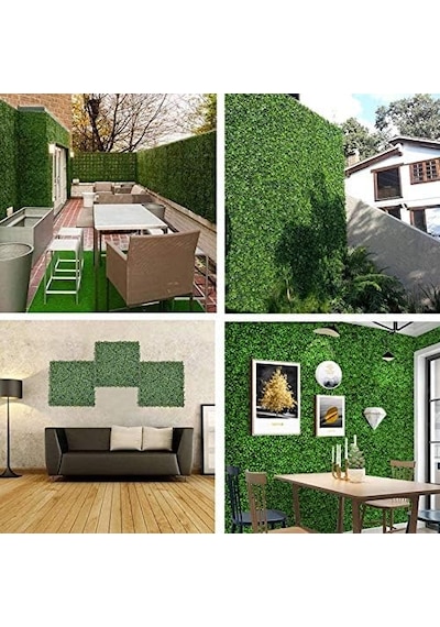 Yapay Şimşir Panelleri 12 Parça, Sahte Çit Duvar Zemini, Yapay Çim Duvarı, Dış Mekan, Balkon, Bahçe Çiti Ve Duvar Dekoru İçin Yeşil Şimşir Duvar Halısı Diğer
