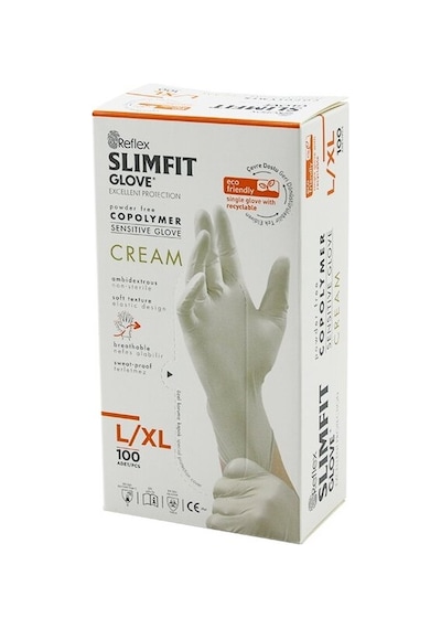 Reflex Slimfit Glove Kod-028 L-xl Krem Pudrasız Muayene Eldiven 100lü 4887