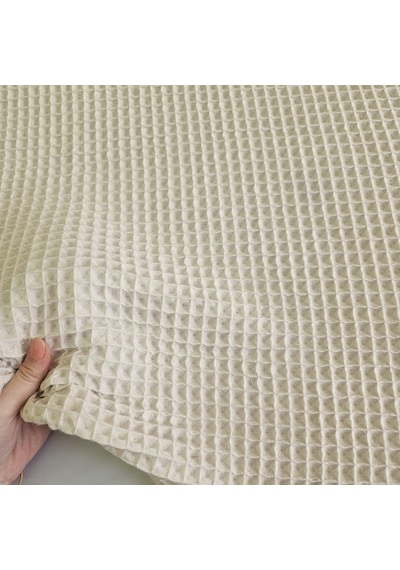 Büyük Kareli Waffle Pike Bornozluk Kumaş 100% Pamuk Bw-02 Bej