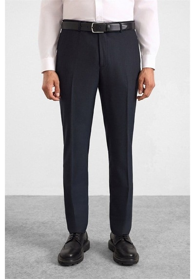 Süvari Lacivert Slim Sivri Yaka 6 Drop Yelekli Takım Elbise Tk1001100188-m09