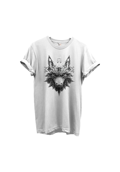 Kurt Ve Türk Özel Koleksiyon Serisi-5 Tasarım Baskılı %100 Pamuk T-shirt Beyaz