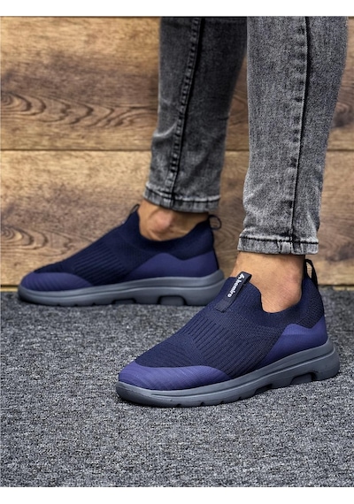 Unisex Ortopedik Bağcıksız Triko Spor Ayakkabı-lacivert-227 Lacivert