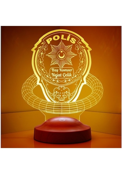 3D Led 3 Boyutlu Lamba Polis Hediyesi Kişiye Özel