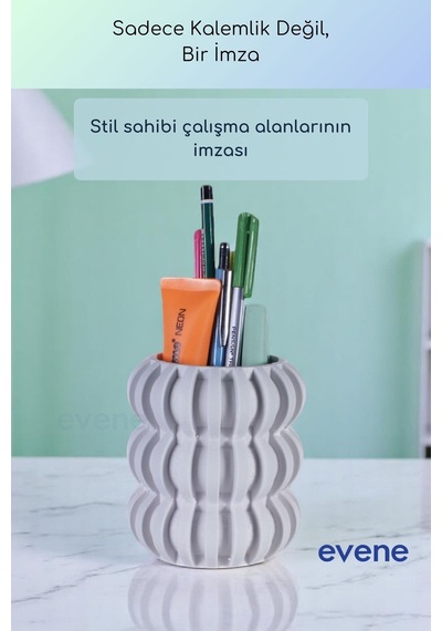 Kalemlik Masa Kalemliği Organizer Kalemlik Beyaz Renk Model 75 Çok Renkli