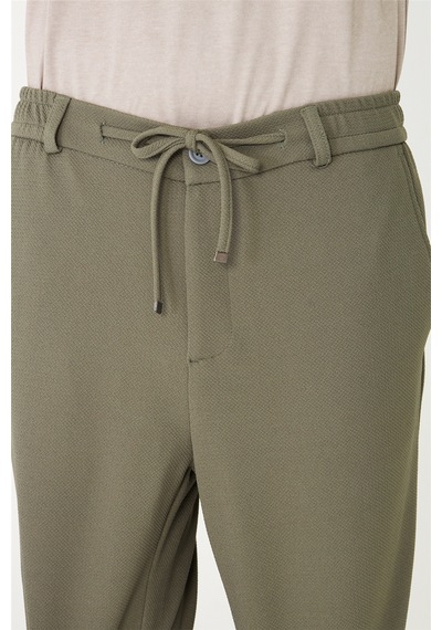 Haki Modern Kesim Bağcıklı Smart Casual Jogger Pantolon Haki