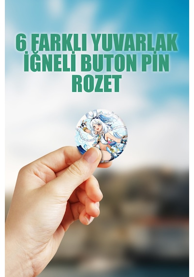 Mualani Genshin İmpact Çanta Süsü Rozet İğneli Buton Rozet Seti 6 Adet Çok Renkli