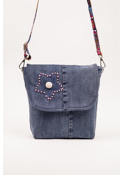Fabric Craft Bag Omuz Askılı Denim Çanta Ayarlanabilir Askılı Astarlı 26x23 Cm