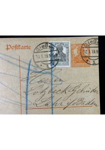 Antiye Almanya Reich Dönemine Ait 1910 Yılında Postadan Geçmiş Posta Kartı Damgalı Kendinden Pullu 7 1/2 Pfennig Ve 2 1/2 Pullu Germania Deutsches Reich