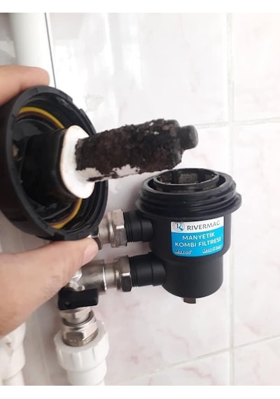 Manyetik Kombi Filtresi 3/4 Pirinç Metal Vanalı Tam Geçiş Çelik