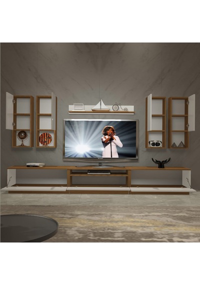 Decoraktiv Trendstyle 8das Mdf Tv Ünitesi Tv Sehpası - Ceviz Beyaz Ahşap - Beyaz