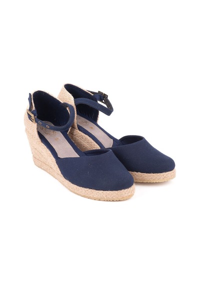 Star Tombis Gerçek Elişi Hasır Dolgu Topuk Keten Hasır Kadın Espadril Handmade Lacivert